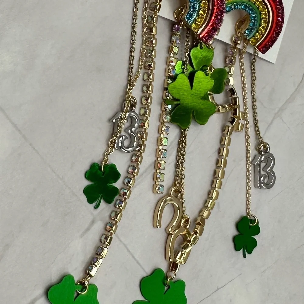 BETSEY JOHNSON Lucky Rainbow Waterfall Earrings NWT